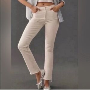 Mother Chalk It Up Ivory Wash The Insider Crop Step Fray Jeans Pants Sz. 30